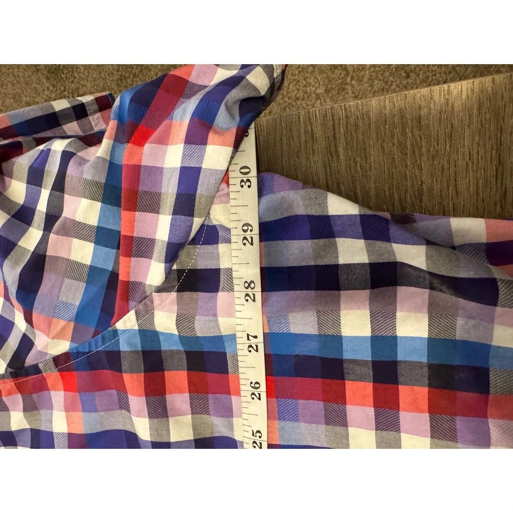Robert Graham Mens 4XL Plaid Short Sleeve Button Up Shirt Red Blue White Multi - Picture 5 of 7